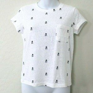 Victoria's Secret Palm Tree Logo Allover Semi Sheer Pocket Tee Shirt Size XS